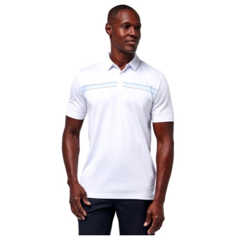 TravisMathew White Striped Short Sleeve Golf Polo Shirt XXXL 3XL Caesers Palace